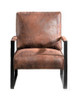 Classic Mid Century Modern Accent Chair With Durable Square Metal Frame, Armchair For Living Room, Bedroom, Home Office Spotted Microfiber Upholstery - Brown