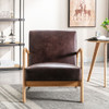 Classic Mid-Century Modern Accent Chairs, Open Framed Armchair With Cushioning Brown - Dark Brown Classic Mid-Century Modern Accent Chairs, Open Framed Armchair With Cushioning Brown - Dark Brown