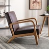 Classic Mid-Century Modern Accent Chairs, Open Framed Armchair With Cushioning Brown - Dark Brown Classic Mid-Century Modern Accent Chairs, Open Framed Armchair With Cushioning Brown - Dark Brown