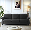 Soft Sofa, Upholstered 3 Seater Couch With High Density Foam, Loose Back Cushions And Turned Legs