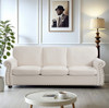 Soft Sofa, Upholstered 3 Seater Couch With High Density Foam, Loose Back Cushions And Turned Legs Soft Sofa, Upholstered 3 Seater Couch With High Density Foam, Loose Back Cushions And Turned Legs