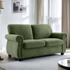 Soft Loveseat, Upholstered 2 Seater Couch, Loose Back Cushions And Turned Legs Soft Loveseat, Upholstered 2 Seater Couch, Loose Back Cushions And Turned Legs