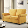 Soft Loveseat, Upholstered 2 Seater Couch, Loose Back Cushions And Turned Legs Soft Loveseat, Upholstered 2 Seater Couch, Loose Back Cushions And Turned Legs
