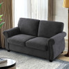 Soft Loveseat, Upholstered 2 Seater Couch, Loose Back Cushions And Turned Legs Soft Loveseat, Upholstered 2 Seater Couch, Loose Back Cushions And Turned Legs