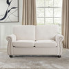 Soft Loveseat, Upholstered 2 Seater Couch, Loose Back Cushions And Turned Legs Soft Loveseat, Upholstered 2 Seater Couch, Loose Back Cushions And Turned Legs