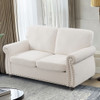 Soft Loveseat, Upholstered 2 Seater Couch, Loose Back Cushions And Turned Legs Soft Loveseat, Upholstered 2 Seater Couch, Loose Back Cushions And Turned Legs