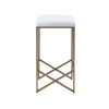 Backless Upholstered Counter Stool With Padded Seat - Ivory / Bronze