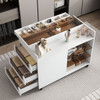 Multi-Functional Storage Island Movable Storage Cabinet Island Vanity Dresser With 3 Side Storage Drawer, A Reversible Top Storage Space And 2 Glass Display Shelves - White Multi-Functional Storage Island Movable Storage Cabinet Island Vanity Dresser With 3 Side Storage Drawer, A Reversible Top Storage Space And 2 Glass Display Shelves - White