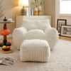 Giant Plush Bean Bag Chair With Armrests And Footstool Giant Plush Bean Bag Chair With Armrests And Footstool