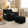 Giant Plush Bean Bag Chair With Armrests And Footstool Giant Plush Bean Bag Chair With Armrests And Footstool