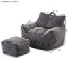 Giant Plush Bean Bag Chair With Armrests And Footstool Giant Plush Bean Bag Chair With Armrests And Footstool