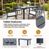 Modern Rectangular Outdoor Patio Dining Table With Post Leg Design, Rust Free & Weather Resistant, Adjustable Foot Pads, Umbrella Hole With Matching Cover - Ember Black Modern Rectangular Outdoor Patio Dining Table With Post Leg Design, Rust Free & Weather Resistant, Adjustable Foot Pads, Umbrella Hole With Matching Cover - Ember Black