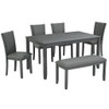 Modern 6 Piece Dining Table Set With Bench And Chairs For Dining Room Or Kitchen - Gray Modern 6 Piece Dining Table Set With Bench And Chairs For Dining Room Or Kitchen - Gray