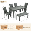 Modern 6 Piece Dining Table Set With Bench And Chairs For Dining Room Or Kitchen - Gray Modern 6 Piece Dining Table Set With Bench And Chairs For Dining Room Or Kitchen - Gray
