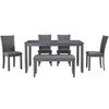 Modern 6 Piece Dining Table Set With Bench And Chairs For Dining Room Or Kitchen - Gray Modern 6 Piece Dining Table Set With Bench And Chairs For Dining Room Or Kitchen - Gray