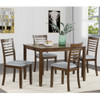 5 Pieces Modern Dining Set, Rectangular Wooden Dining Table With 4 Upholstered Chairs 5 Pieces Modern Dining Set, Rectangular Wooden Dining Table With 4 Upholstered Chairs
