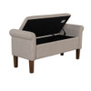 Upholstered Storage Bench With Rolled Armrests - Beige Upholstered Storage Bench With Rolled Armrests - Beige