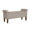 Upholstered Storage Bench With Rolled Armrests - Beige Upholstered Storage Bench With Rolled Armrests - Beige