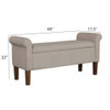 Upholstered Storage Bench With Rolled Armrests - Beige Upholstered Storage Bench With Rolled Armrests - Beige