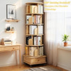 6 Tier Rotating Bookshelf With Wheels And Drawer, 360° Spinning Design, Space Saving Storage, For Home - Wood 6 Tier Rotating Bookshelf With Wheels And Drawer, 360° Spinning Design, Space Saving Storage, For Home - Wood