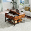 Rustic Flip Top Coffee Table With Hidden Storage - Black / Brown Rustic Flip Top Coffee Table With Hidden Storage - Black / Brown