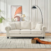 3 Seater Sofa With Tufted Upholstery, Rolled Arms, Nailhead Trim 3 Seater Sofa With Tufted Upholstery, Rolled Arms, Nailhead Trim