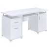 Modern Office Computer Desk With 2 Drawers, Adjustable Shelf, Slide Out Keyboard Tray