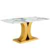 Modern Minimalist Dining Table With Imitation Marbled Glass Top And Legs For Kitchen And Living Room - Gold Modern Minimalist Dining Table With Imitation Marbled Glass Top And Legs For Kitchen And Living Room - Gold