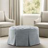 Skirted Tufted Round Ottoman With Button Top - Gray Skirted Tufted Round Ottoman With Button Top - Gray