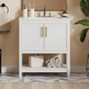 Elegant Bathroom Vanity With Ceramic Sink And Versatile Storage Elegant Bathroom Vanity With Ceramic Sink And Versatile Storage
