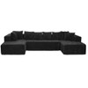 Modular U-Shaped Sectional Sofa, 4 Seater Chaise Lounge With Reversible Design Striped - Black Modular U-Shaped Sectional Sofa, 4 Seater Chaise Lounge With Reversible Design Striped - Black