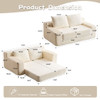 Loveseat Sofa, Comfortable Deep Seat Sofa Bed, Modern Small Corduroy Couch For Living Room Bedroom,Reversible Cushion With Pillows,No Assembly Required,White