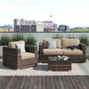 Modern Style Hdpe Wicker Seating Group With Cushions For 3 People In Brown Finish