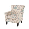 Upholstered Chair With Floral Pattern Design And Solid Wood Legs - Multi Color Upholstered Chair With Floral Pattern Design And Solid Wood Legs - Multi Color