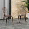 Outdoor Dining Chair With Floral Design And Curved Saber Legs (Set of 2) - Copper