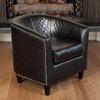 Faux Leather Club Chair With Nailhead Trim - Black Faux Leather Club Chair With Nailhead Trim - Black