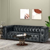 Comfy 3 Seat Sofa & Wooden Legs, For Living Room And Study - Black Comfy 3 Seat Sofa & Wooden Legs, For Living Room And Study - Black