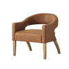 Upholstered Open Back Armchair With Weathered Rubberwood Legs Upholstered Open Back Armchair With Weathered Rubberwood Legs