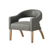 Upholstered Open Back Armchair With Weathered Rubberwood Legs Upholstered Open Back Armchair With Weathered Rubberwood Legs