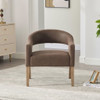 Upholstered Open Back Armchair With Weathered Rubberwood Legs Upholstered Open Back Armchair With Weathered Rubberwood Legs