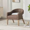 Upholstered Open Back Armchair With Weathered Rubberwood Legs Upholstered Open Back Armchair With Weathered Rubberwood Legs