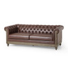 Comfy 3 Seat Sofa With Wooden Legs, Retro Style For Living Room And Study Comfy 3 Seat Sofa With Wooden Legs, Retro Style For Living Room And Study