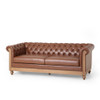 Comfy 3 Seat Sofa With Wooden Legs, Retro Style For Living Room And Study Comfy 3 Seat Sofa With Wooden Legs, Retro Style For Living Room And Study