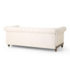 Comfy 3 Seat Sofa With Wooden Legs, Retro Style For Living Room And Study Comfy 3 Seat Sofa With Wooden Legs, Retro Style For Living Room And Study