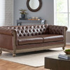 Comfy 3 Seat Sofa With Wooden Legs, Retro Style For Living Room And Study Comfy 3 Seat Sofa With Wooden Legs, Retro Style For Living Room And Study