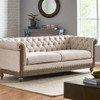 Comfy 3 Seat Sofa With Wooden Legs, Retro Style For Living Room And Study Comfy 3 Seat Sofa With Wooden Legs, Retro Style For Living Room And Study