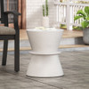 Outdoor Lightweight Concrete End Table With Hourglass Structure - Antique White Outdoor Lightweight Concrete End Table With Hourglass Structure - Antique White