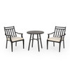 3 Piece Metal Bistro Set With 2 Curved Armrest Chairs - Black