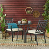 3 Piece Metal Bistro Set With 2 Curved Armrest Chairs - Black