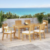 Outdoor 7 Piece Dining Set With Cushions - Sandblasted Natural / Beige